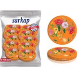 Sarkap 10 Adet Hijyenik Paketli Kavanoz Kapağı Turuncu Çiçekli Desen 82mm Metal Malzeme