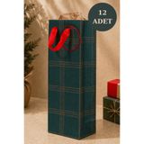 Sarkap 12'li 13x36x9 cm Özel Tasarım Yeşil Hediyelik Karton Çanta