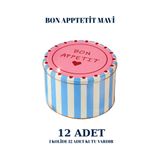 Sarkap 12'li Yuvarlak Metal Saklama Kutusu - 3,4 L 190x120 mm BonappetitMavi