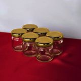 Sarkap 6'lı 40 ml Yuvarlak Cam Kavanoz Gold