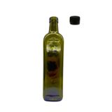 Sarkap 750 ml Marasca 25'li Yeşil Cam Zeytinyağı Şişesi Yağdanlık Akıtmasız Kapak