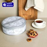 Sarkap Grey&white Seri - Yuvarlak Metal Saklama Kabı