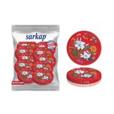 Sarkap Hijyenik Paketli 10 Adet Kavanoz Kapağı – Bordo Çiçekli Desen - 82mm