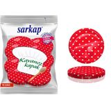 Sarkap Hijyenik Paketli 10 Adet Kavanoz Kapağı - Koyu Kırmızı Kalpli - 82mm