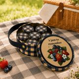 Sarkap Home 1 L Raspberry Mavi Deri Saplı Kutu ve 6'lı 30 ml Kavanoz Piknik SETI140X65 mm