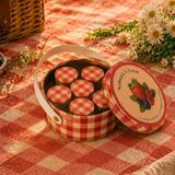 Sarkap Home 1 L Strawberry Kırmızı Deri Saplı Kutu ve 6'lı 30 ml Kavanoz Piknik Seti 140X65 mm