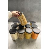 Sarkap Home 12'li 660 ml Mat Siyah Kapaklı Shrinkli Baharatlık Kavanoz