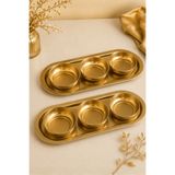 Sarkap Home 16X35 cm 2'li Oval Tepsi 10X3,2 cm 6'lı Çerezlik Seti Gold