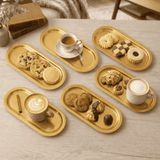Sarkap Home 16x35 cm 6'lı Gold Oval Sunumluk Metal Servis Tepsisi - 6 Adet