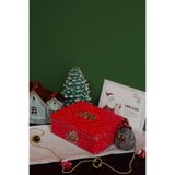 Sarkap Home 2,5 L Let It Snow Menteşeli Metal Saklama Kutusu - Kırmızı Araba - 217x165x70mm