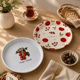 Sarkap Home 26 cm Domates Desenli 2'li Meyve Tabağı - Krem