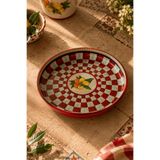Sarkap Home 26 cm Lemon Design Kırmızı Meyve Tabağı