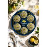 Sarkap Home 26 Cm Lemon Design Lacivert 34 cm Tepsi ve 6'lı Çerezlik Seti