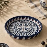 Sarkap Home 26 cm Mavi Ebru Desen Meyve Tabağı