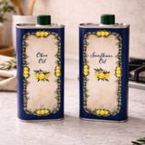 Sarkap Home 2'li Dekoratif Zeytinyağı Tenekesi Seti 1000 ml Metal Malzeme ile Şık Tasarım - Lacivert