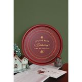 Sarkap Home 34 cm Yılbaşı Bordo Wishes Metal Tepsi