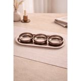 Sarkap Home 3'lü 10x3,2 cm Çerezlik ve 16x35 cm Sunumluk Tepsi Seti - Açık Bronz