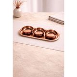 Sarkap Home 3'lü 10x3,2 cm Çerezlik ve 16x35 cm Sunumluk Tepsi Seti - Bronz