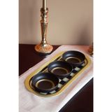 Sarkap Home 3'lü 10x3,2 cm Çerezlik ve 16x35 cm Sunumluk Tepsi Seti - Dama