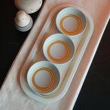 Sarkap Home 3'lü 10x3,2 cm Çerezlik ve 16x35 cm Sunumluk Tepsi Seti - Krem