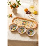 Sarkap Home 3'lü 10x3,2 cm Çerezlik ve 16x35 cm Sunumluk Tepsi Seti - Lemon Design Turuncu