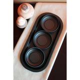 Sarkap Home 3'lü 10x3,2 cm Çerezlik ve 16x35 cm Sunumluk Tepsi Seti - Mat Siyah