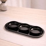 Sarkap Home 3'lü 10x3,2 cm Çerezlik ve 16x35 cm Sunumluk Tepsi Seti - Parlak Siyah - 0 - Siyah