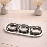 Sarkap Home 3'lü 10X3,2 cm Çerezlik ve 16X35 cm Sunumluk Tepsi Seti - Silver - Gümüş - renk