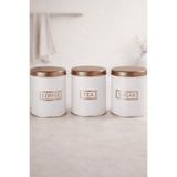 Sarkap Home 3'lü 99x114 mm 0,8 L Saklama Kutusu Seti - Beyaz-Bronz
