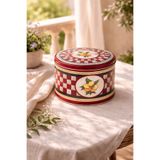 Sarkap Home 4 L Lemon Design Yuvarlak Metal Saklama Kutusu Kırmızı-190x140mm