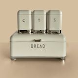 Sarkap Home Açık Gri Galvaniz Set-15,8L Büyük Boy Bread Ekmeklik & 1L 3'lü Tea Coffee Sugar Saklama Kutusu GRİ