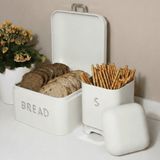 Sarkap Home Galvaniz Biscuits 5,6 L Küçük Boy Ekmeklik - 2 L Storage Kutu Set Krem