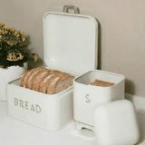 Sarkap Home Krem Galvaniz 5,6 L Bread Küçük Boy Ekmeklik - 200x140mm & 2 L Storage Kutu - 115x150mm Set