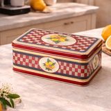 Sarkap Home Lemon Design Kırmızı Metal Saklama Kutusu 3,2 L 217X165X90MM Dekoratif ve Gıda Uygun