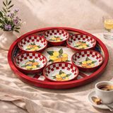 Sarkap Home Lemon Desing 34 cm Tepsi ve 10x3,2 cm 6'lı Çerezlik Seti