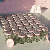 Sarkap Home Pembe Ayıcık Desenli 47'li 40 ml Cam Kavanoz Seti