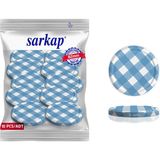 Sarkap Mat Mavi Ekose 82 mm Kavanoz Kapağı - Hijyenik Paketli 10 Adet, Modern Tasarım ile Güvenli Kullanım