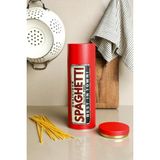 Sarkap Spaghetti Seri Kırmızı Metal Kutu 1,7 Litre Uzun Yuvarlak 90 x 270 mm Dekoratif Saklama Kabı
