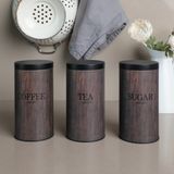 Sarkap Vakumlu Kapaklı 1 L 3'lü Metal Saklama Kabı Seti 90x160 mm Maun