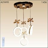 Sarkıt Modern LED Avize, 3 Renk Kumandalı, Çiçek Desenli Kristal Süslemeli, Uzaktan Kumanda ile Işık Ayarlı, Tavan Aydınlatma
