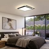 Sarmal Kumandalı Dimli 3 Işık Renkli 50 x 50 cm Kare LED Tavan Lambası, Modern Aydınlatma, Avize - 1 - Ahşap