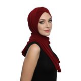 Sarmalı Takmatik Bordo Hazır Türban Tesettür Bone Namaz Örtüsü