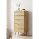 SARMOBİ Baru 5 Çekmeceli Şifonyer/Çamaşırlık 50x105x42 cm Cadiz Meşe – İskandinav Tasarım