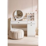 SARMOBİ Harmony İki Çekmeceli Makyaj Masası (Yuvarlak Aynalı) Y:136 G:124 D:40 / Beyaz