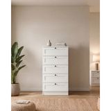 Sarmobi Terra 5 Çekmeceli Beyaz Şifonyer 105 cm Yükseklik 50 cm Genişlik 42 cm Derinlik