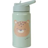 Saro Kedi Figürlü Yeşil Paslanmaz Çelik Pipetli Termos Suluk 350 ml - Standart