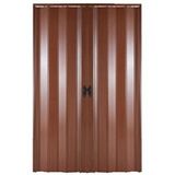 Sarpaş Akordiyon Kapı 134x222 Ceviz Camsız Çift Açılım Kalın Kapı Katlanır Akordeon Pvc Anahtar Kilitli