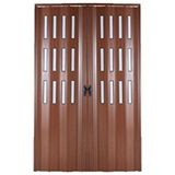 Sarpaş Akordiyon Kapı 148x244 Ceviz Camlı Çift Açılım Kalın Kapı Katlanır Akordeon Pvc Anahtar Kilitli