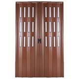 Sarpaş Akordiyon Kapı 175x196 Ceviz Camlı Çift Açılım Kalın Kapı Katlanır Akordeon Pvc Anahtar Kilitli