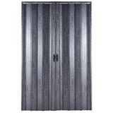Sarpaş Akordiyon Kapı 175x210 Karaağaç Camsız Çift Açılım Kalın Kapı Katlanır Akordeon Pvc Anahtar Kilitli Karaağaç ( Antrasit )